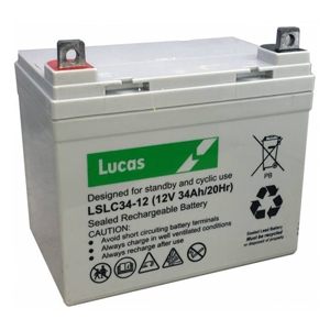 Lucas AGM VRLA 12V 34Ah replacement battery mobility scooter applications