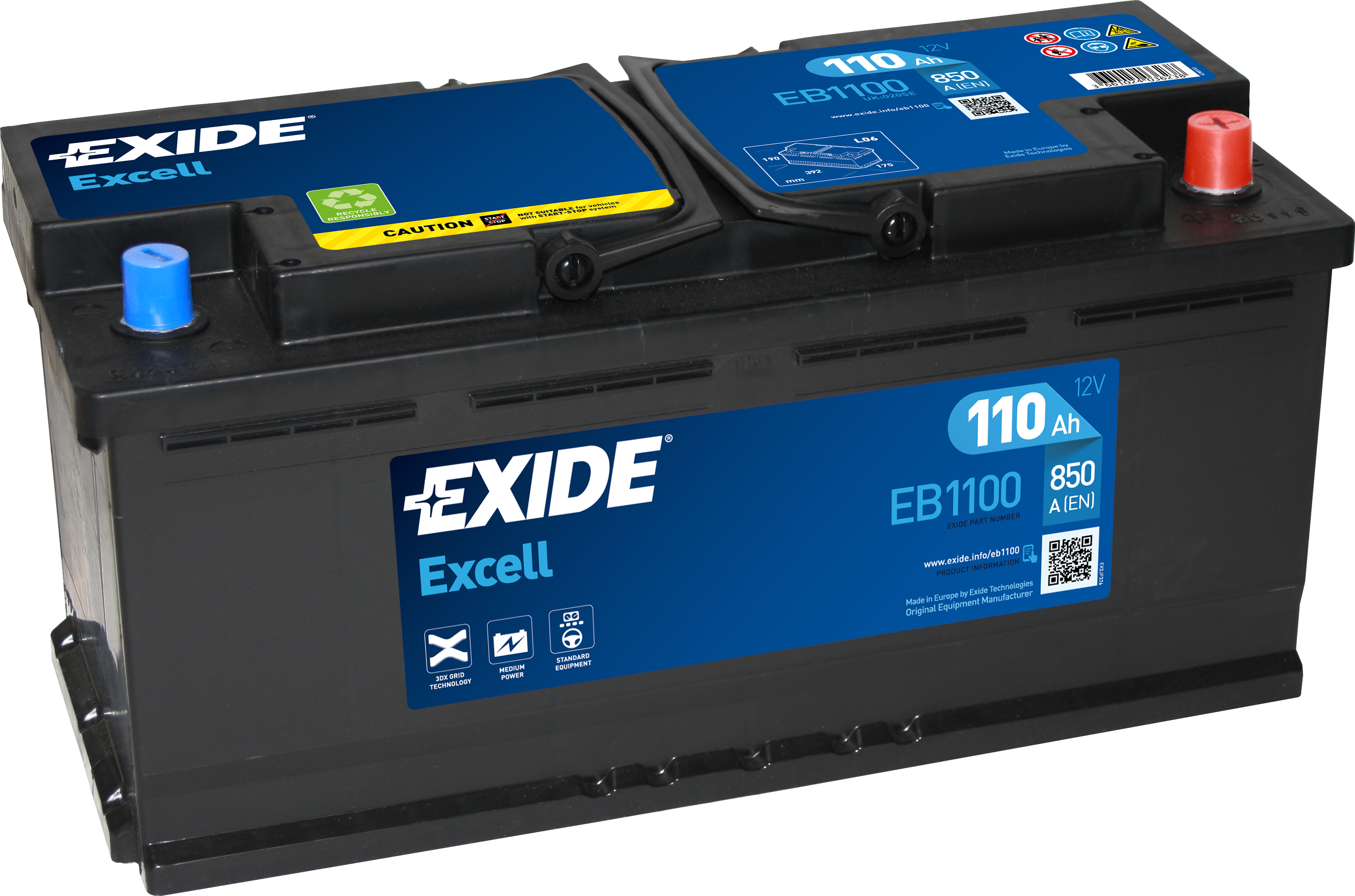 EB1100 EXIDE Excell Car Battery 020 Type 3 Years Warranty