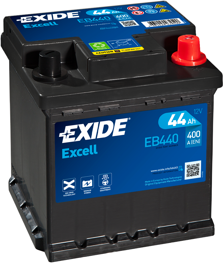 EB440 Exide Excell Car Battery W202SE 202 Type 44AH 400 EN CCA 3 Years Warranty
