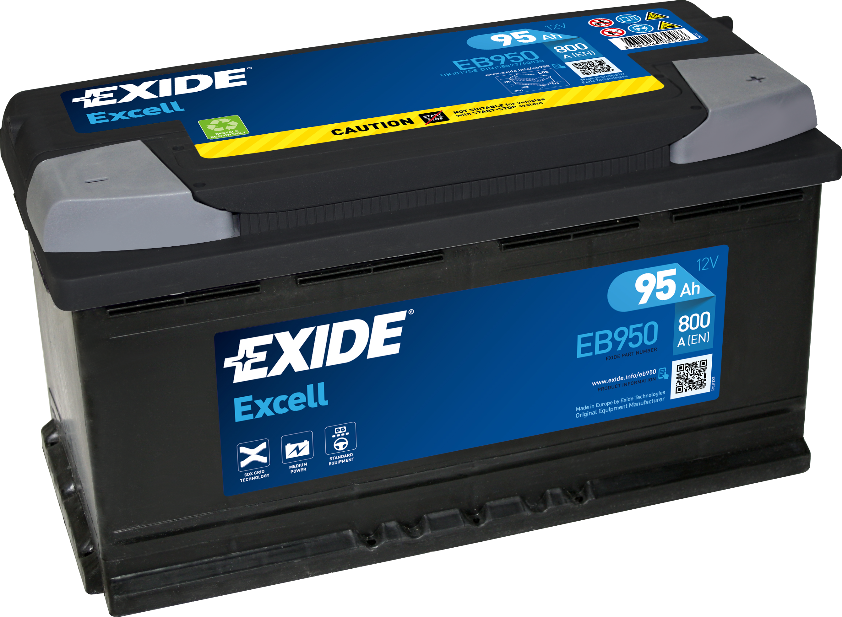 EB950 EXIDE Excell Car Battery 019 Type 3 Years Warranty