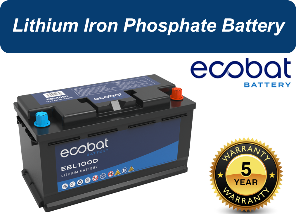 Ecobat 12V 100AH Lithium Motorhome / Caravan / Leisure Battery