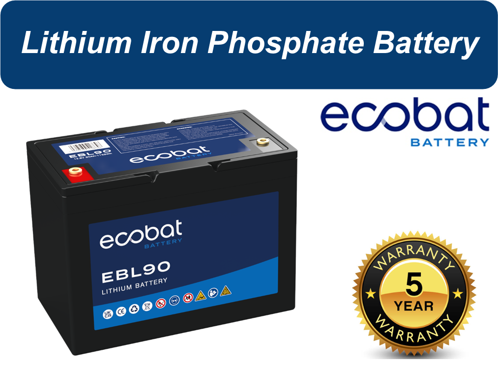 Ecobat 12V 90AH Lithium Leisure / Mobility Scooter / Backup Systems Battery