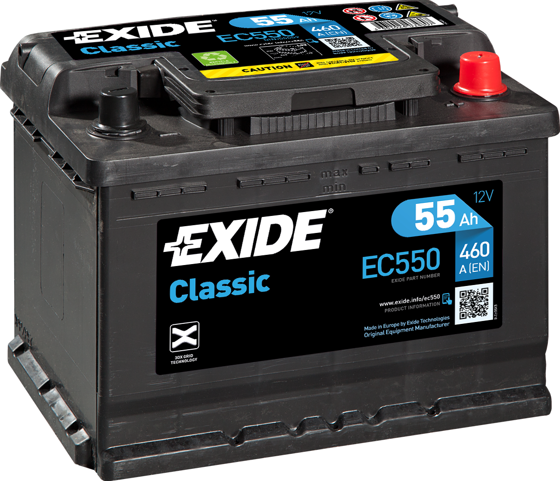 EC550 EXIDE Classic Car Battery 027 Type 2 Years Warranty
