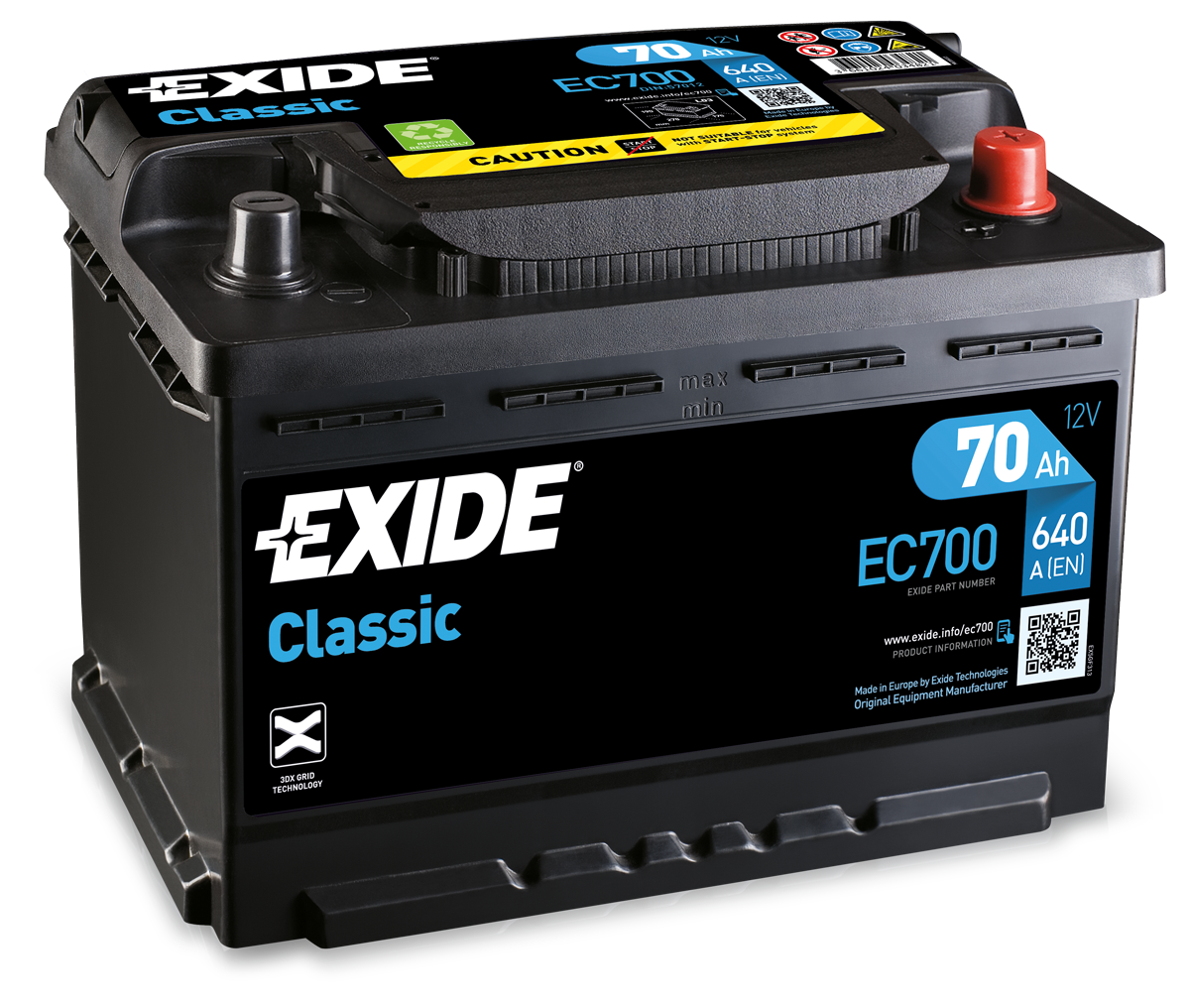 EC700 EXIDE Classic Car Battery 096 Type 2 Years Warranty