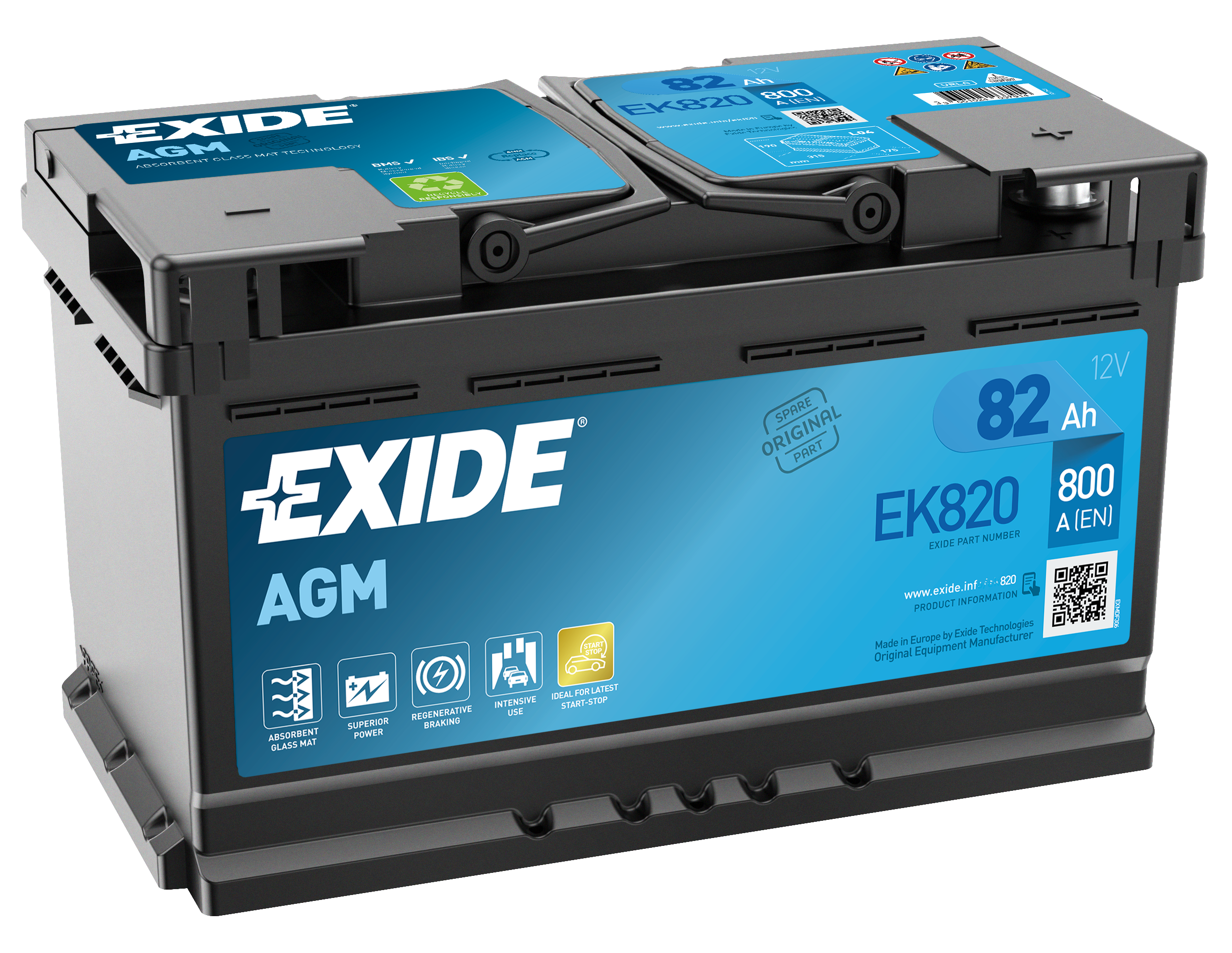 EK820 EXIDE AGM Car Battery (115AGM) 3 Years Warranty